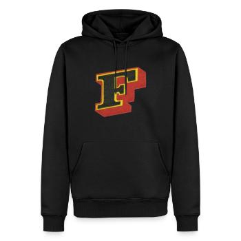 F letter - Men’s Premium Organic Hoodie - black - Front - Nico (187cm)