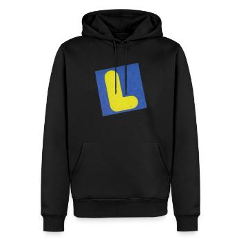 Retro Buchstabe L - Männer Premium Bio Hoodie - Schwarz - Vorne - Nico (187cm)