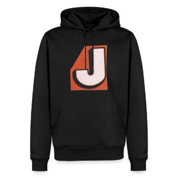 Lettre rétro J - Sweat à capuche Premium bio Homme - noir - Devant - Nico (187cm)