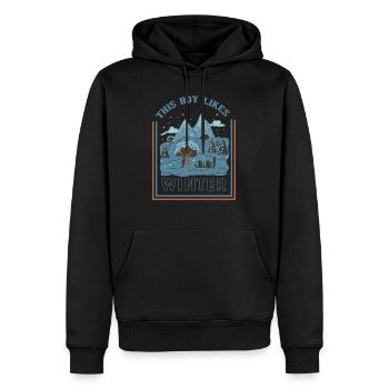 Junge mag Wintersaison Gemütliche Schneelandschaft - Männer Premium Bio Hoodie - Schwarz - Vorne - Nico (187cm)