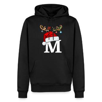 Lettre M bonnet de Noël - Sweat à capuche Premium bio Homme - noir - Devant - Nico (187cm)