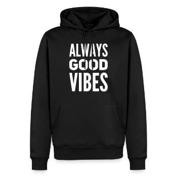 Good vibes - Männer Premium Bio Hoodie - Schwarz - Vorne - Nico (187cm)