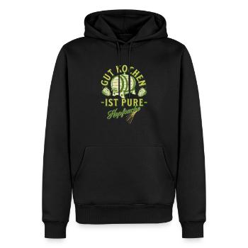 Hopfsache Design - Männer Premium Bio Hoodie - Schwarz - Vorne - Nico (187cm)