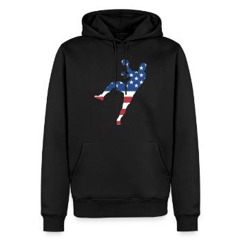 Sport Us Flag Handball - Männer Premium Bio Hoodie - Schwarz - Vorne - Nico (187cm)
