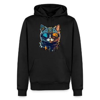 Cool Hipster Pet Cat avec des lunettes de soleil - Sweat à capuche Premium bio Homme - noir - Devant - Nico (187cm)