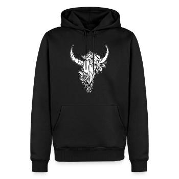 Longhorn // Skull // Antlers - Men’s Premium Organic Hoodie - black - Front - Nico (187cm)
