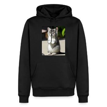 Chat persan blanc - Sweat à capuche Premium bio Homme - noir - Devant - Nico (187cm)