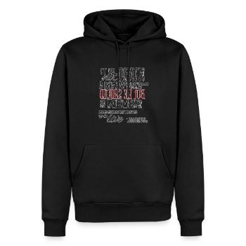 Citation de Marc Aurèle sur la peur de la vie ou de la mort - Sweat à capuche Premium bio Homme - noir - Devant - Nico (187cm)