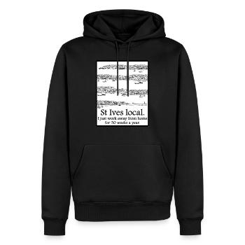 St Ives Local - Men’s Premium Organic Hoodie - black - Front - Nico (187cm)