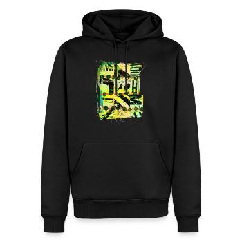 Extraits de journaux Albums Magazines Code alphabet - Sweat à capuche Premium bio Homme - noir - Devant - Nico (187cm)