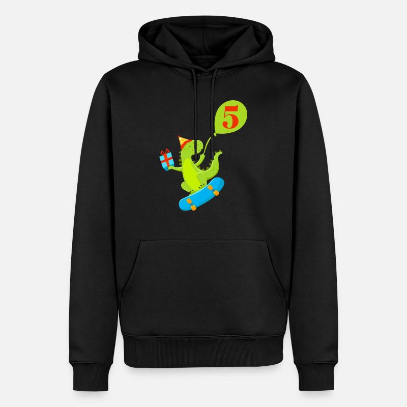 5e anniversaire dinosaure mignon - Sweat à capuche Premium bio Homme - noir