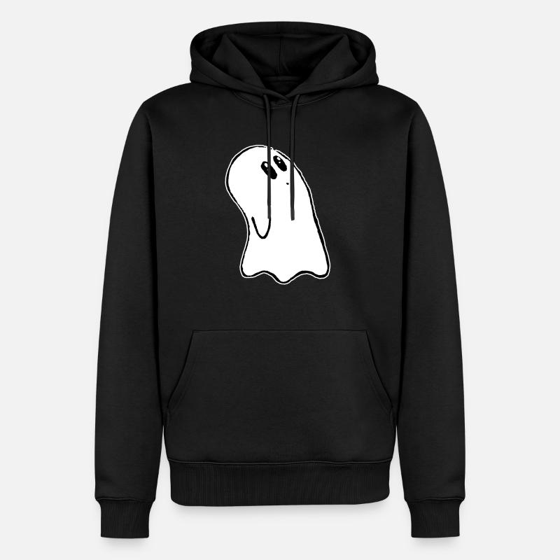 Halloween cute Ghost - Männer Premium Bio Hoodie - Schwarz