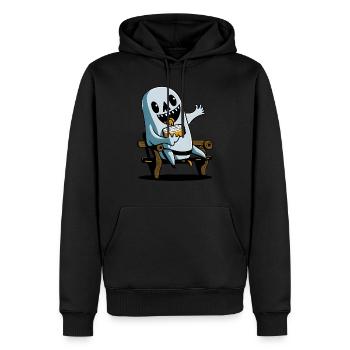 Sandwich fantôme d’Halloween sur le banc du parc - Sweat à capuche Premium bio Homme - noir - Devant - Nico (187cm)
