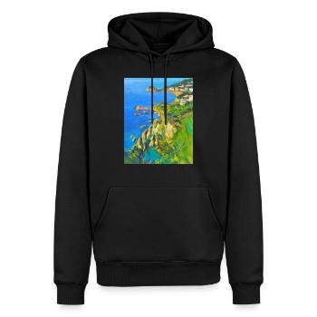Das Meer im Frühling - Männer Premium Bio Hoodie - Schwarz - Vorne - Nico (187cm)
