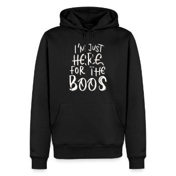 Je suis juste là pour les huées - Sweat à capuche Premium bio Homme - noir - Devant - Nico (187cm)
