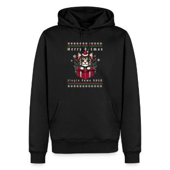 Joyeux Miaouël - Sweat à capuche Premium bio Homme - noir - Devant - Nico (187cm)