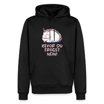 Bevor du fragst - Nein! Einhorn Edition - Männer Premium Bio Hoodie - Schwarz - Vorne - Nico (187cm)