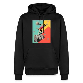 Klettere wie ein Mädchen! - Männer Premium Bio Hoodie - Schwarz - Vorne - Nico (187cm)