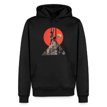 Klettern wie eine Frau! - Männer Premium Bio Hoodie - Schwarz - Vorne - Nico (187cm)