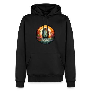 T-shirt Sérénité Bouddha Marque Vibration Positive - Sweat à capuche Premium bio Homme - noir - Devant - Nico (187cm)