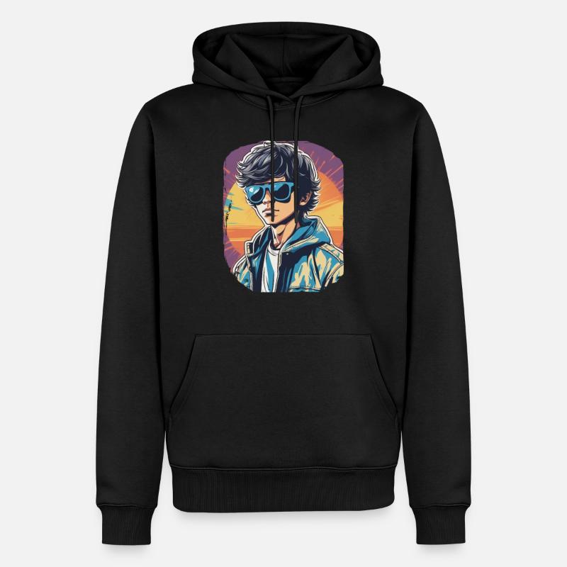 80er Vibes - Männer Premium Bio Hoodie - Schwarz