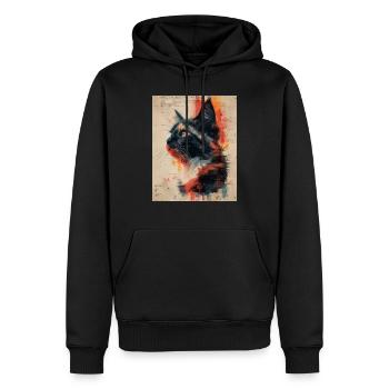 Merveilles à moustaches : Oeuvre de Collage de chat Vintage - Sweat à capuche Premium bio Homme - noir - Devant - Nico (187cm)