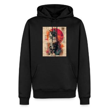 Majestic Mouser: Abstract Vintage Cat Art Print - Men’s Premium Organic Hoodie - black - Front - Nico (187cm)