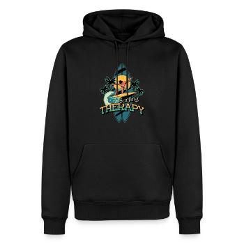 Wave therapy surf - Sweat à capuche Premium bio Homme - noir - Devant - Nico (187cm)