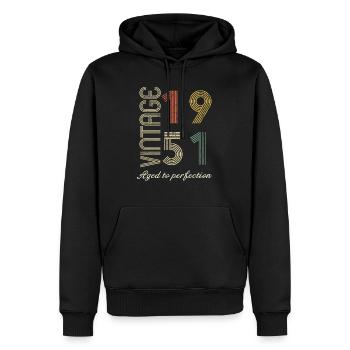 Geburtstagsgeschenk 73 Jahre - 1951 - Männer Premium Bio Hoodie - Schwarz - Vorne - Nico (187cm)