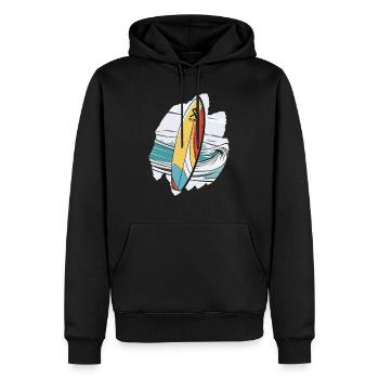 Planche de surf, Supboard, SUP, Tropical, Mer, Palmier, Plage - Sweat à capuche Premium bio Homme - noir - Devant - Nico (187cm)