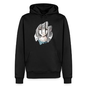 Anime Teenage Girl Gris - Sweat à capuche Premium bio Homme - noir - Devant - Nico (187cm)