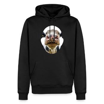 Die Kuh in meine Gedanken - Vegetarisch? - Männer Premium Bio Hoodie - Schwarz - Vorne - Nico (187cm)