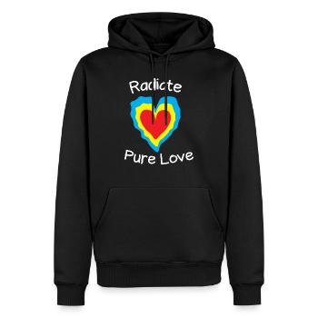 Radiate pure love - Men’s Premium Organic Hoodie - black - Front - Nico (187cm)