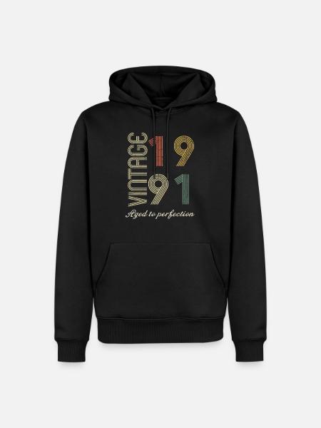 33 Year Anniversary Gift - 1991 - Men’s Premium Organic Hoodie - black