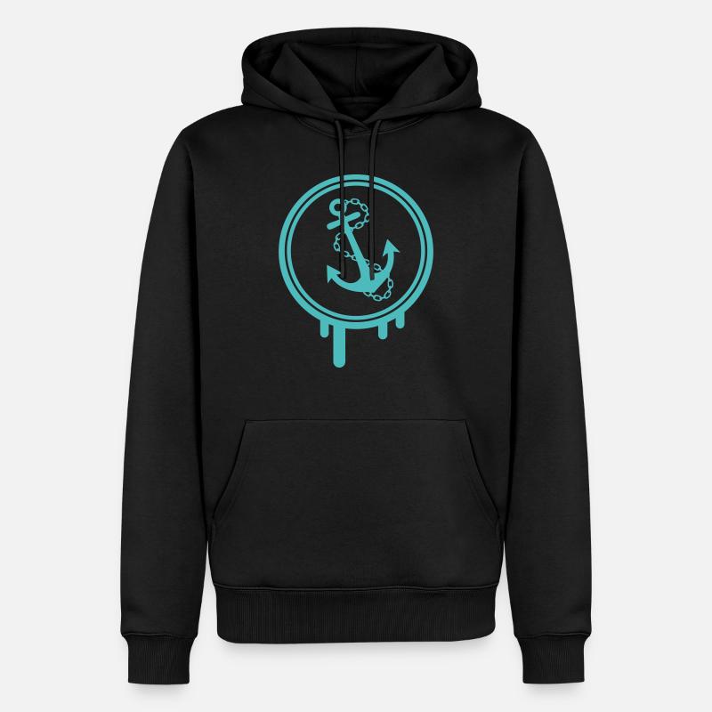 Blobs d’icônes d’ancrage - Sweat à capuche Premium bio Homme - noir