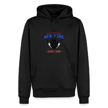 New York Design - Männer Premium Bio Hoodie - Schwarz - Vorne - Nico (187cm)