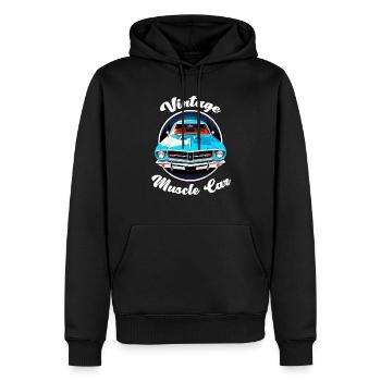 voiture vintage couché de soleil - Sweat à capuche Premium bio Homme - noir - Devant - Nico (187cm)