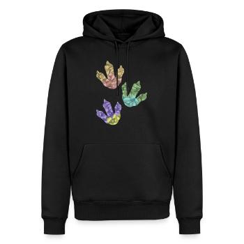 Imprimés DINOSAURES - Sweat à capuche Premium bio Homme - noir - Devant - Nico (187cm)