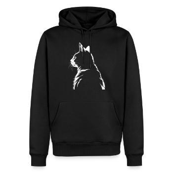 Chat, Motif De Chat - Sweat à capuche Premium bio Homme - noir - Devant - Nico (187cm)