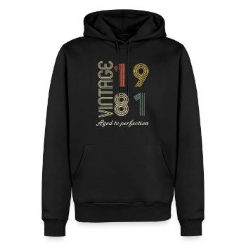 43 Years Anniversary Gift - 1981 - Men’s Premium Organic Hoodie - black - Front - Nico (187cm)