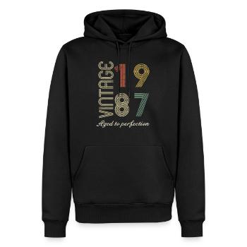 37 Birthday Gift - 1987 - Men’s Premium Organic Hoodie - black - Front - Nico (187cm)