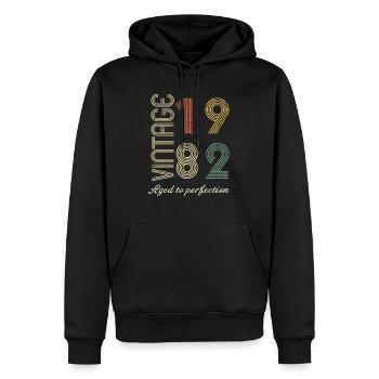 42 Birthday Gift - 1982 - Men’s Premium Organic Hoodie - black - Front - Nico (187cm)