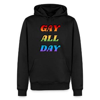 Gay toute la journée - Sweat à capuche Premium bio Homme - noir - Devant - Nico (187cm)