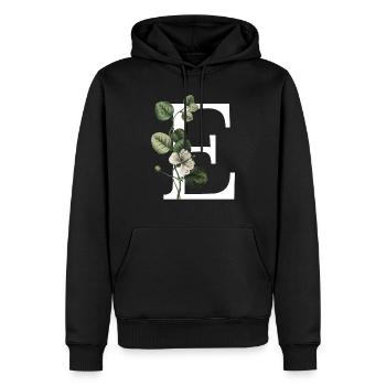 lettre e botanique vert - Sweat à capuche Premium bio Homme - noir - Devant - Nico (187cm)
