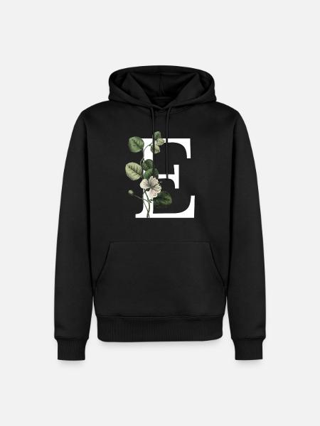 Green Botanical Letter E - Men’s Premium Organic Hoodie - black