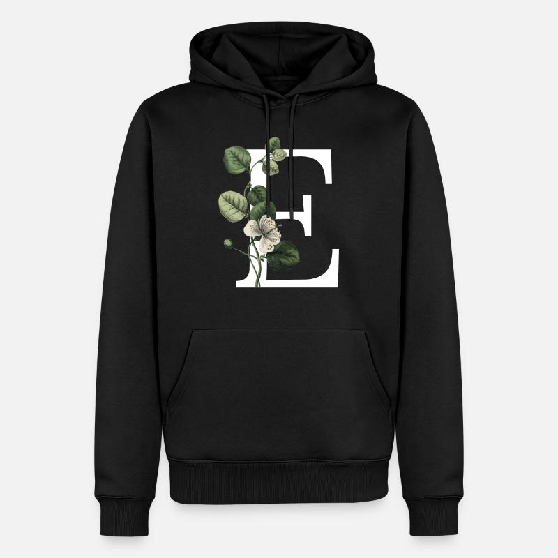 lettre e botanique vert - Sweat à capuche Premium bio Homme - noir
