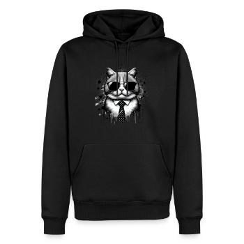 Cool Cat with Sunglasses and Tie Painting - Männer Premium Bio Hoodie - Schwarz - Vorne - Nico (187cm)