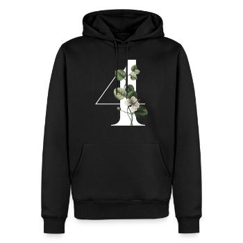 Nummer 4 Blumengrün -4. Geburtstag Blumen - Männer Premium Bio Hoodie - Schwarz - Vorne - Nico (187cm)