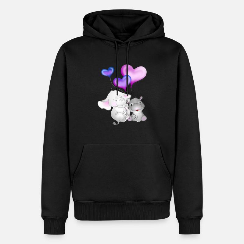 Ballon éléphant Hippopotame - Sweat à capuche Premium bio Homme - noir