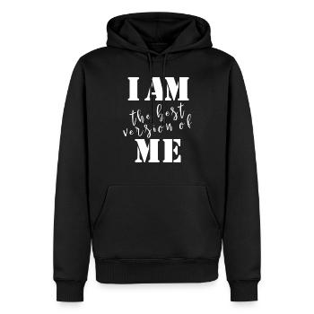 T-shirt de motivation « JE SUIS la meilleure version de MOI » - Sweat à capuche Premium bio Homme - noir - Devant - Nico (187cm)